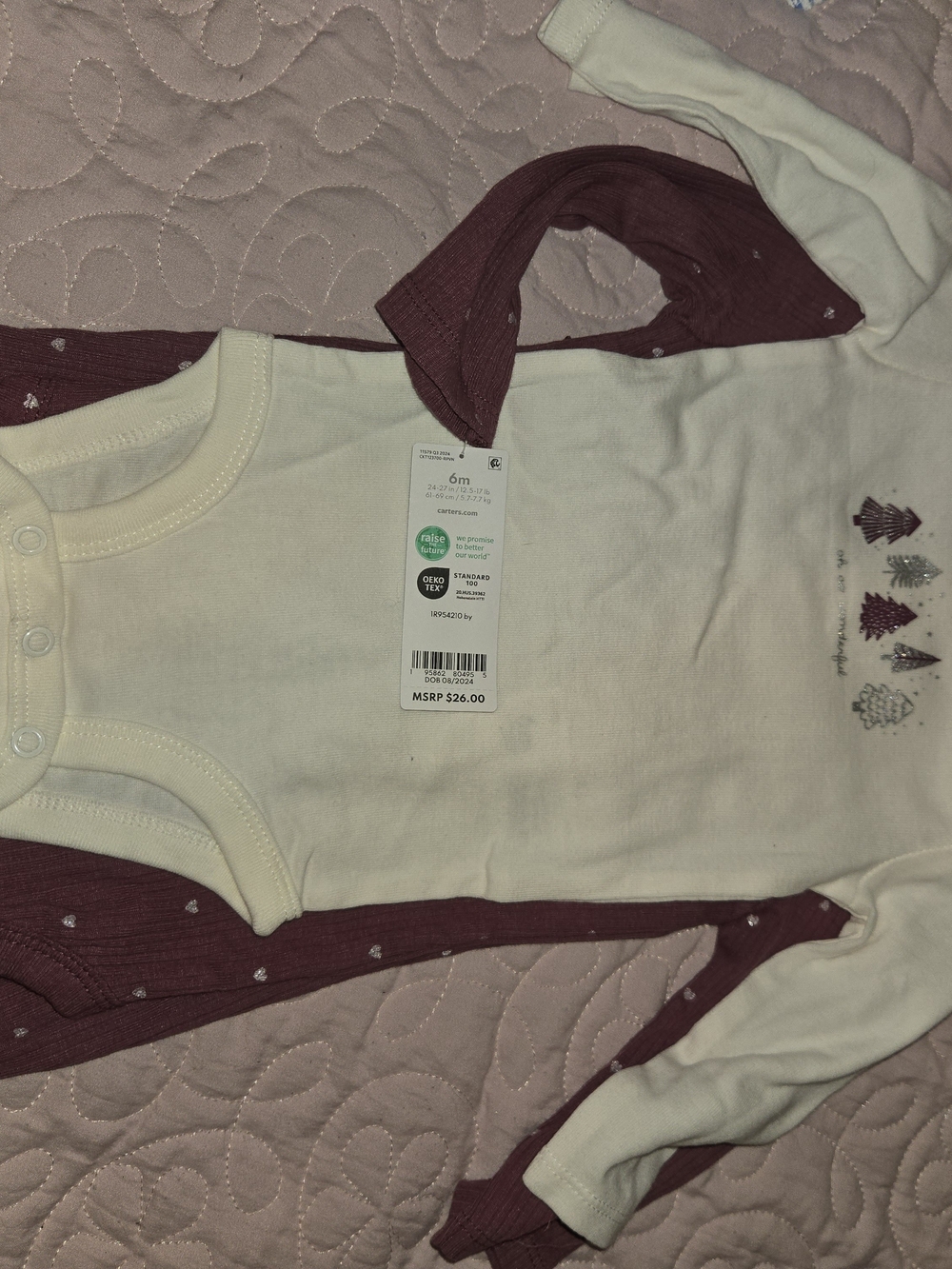 Carter's Cream and Mauve Baby Holiday Matching Set